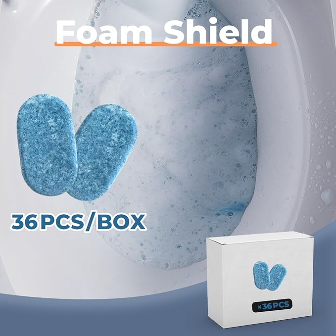 36 Pieces Foam Shield for Smart Toilet Splash-Resistant Toilet Cleaner Fresh Air Easy Cleaning Universal Fit 1-Year Supply