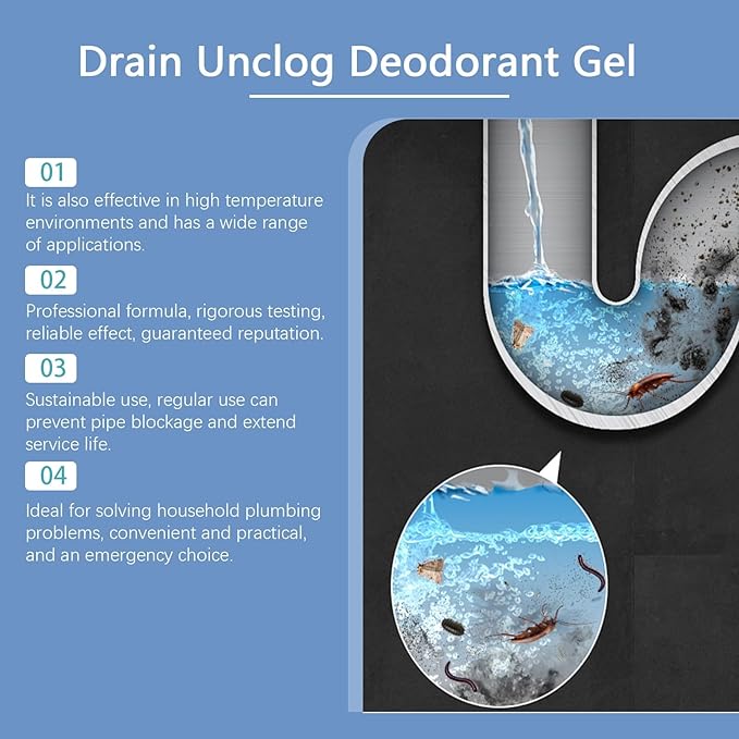 Drain Cleaner Gel - Unclog &amp Deodorize Kitchen Bathroom &amp Toilet Pipes - Dissolves Blockages Fast &amp Restores Smooth Drainage(3PCS)