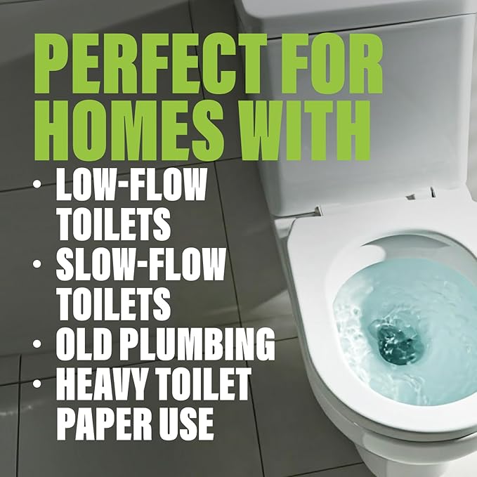Green Gobbler Toilet Clog Defense - Coats Pipes to PREVENT Toilet Clogs and Improves Flush Performance - Safe for Septic - Great for Old Plumbing Low &amp Slow Flow Toilets 5 Treatments 60 oz