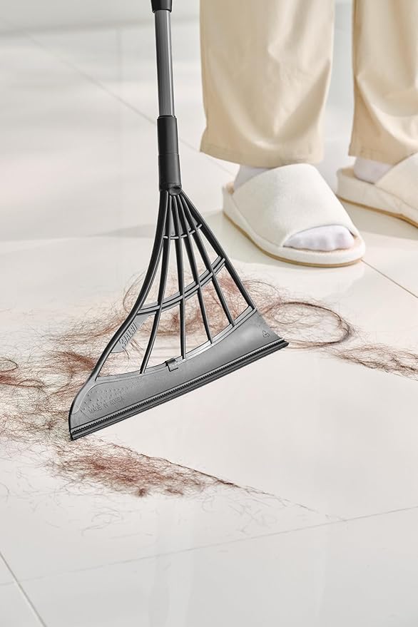 Original Broombi - All-Surface Silicone Broom Squeegee Pet Hair Remover - Smart Broom for Indoor Cleaning - Cleans Glass Fine Dust Hair Liquids - for Smooth Floors Rugs Windows (Black)