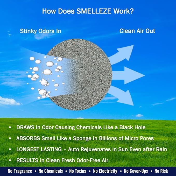 SMELLEZE Natural Ash Tray Odor Eliminator Deodorizer: 50 lb. Granules Unwanted Air Odors