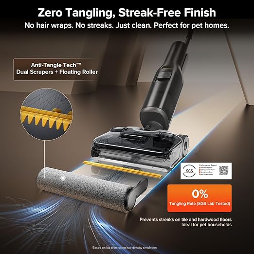 roborock F25 ALT Vacuum Mop Wet Dry Vacuum Cleaner Cordless Hard Floor Cleaner Machine with AI Assistant Wheels 180° Lie-Flat 194°F Hot Air Flash Drying &amp Self Cleaning Electric Mop
