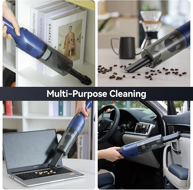 Handheld Vacuum Cordless Rechargeable Car Vacuum Cleaner with 30 Mins Runtime Mini Hand Vacuum with 10000 Pa Powerful Suction Portable Hand Held Vacuum for Car Pet Hair Hardwood Floor Home (Azure)