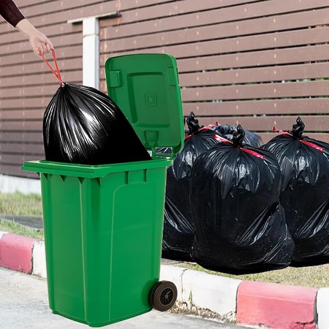 39 Gallon Lawn &amp Leaf Trash Bags Drawstring 100 Count Heavy Duty Black &amp Unscented Plastic Bags Multi-purpose Garbage Bags for Home Commercial Outdoor Construction Industrial
