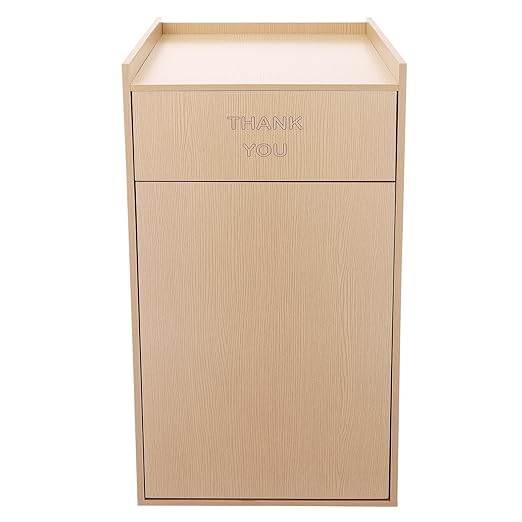 TFCFL Wooden Trash Can with Tray TopCommercial Trash Can Cabinet and Garbage ReceptacleCommercial Grade Rubbish Bin for Office Cafeteria Restaurant (Wood Color)