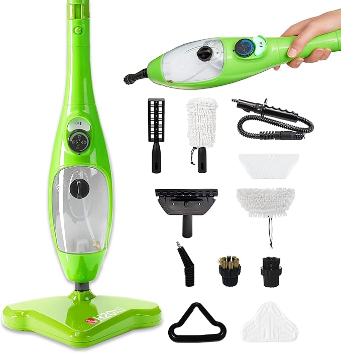 H2O X5 Steam Mop &amp Handheld Steam Cleaner | 5-in-1 Floor Steamer | Hardwood Tile &amp Laminate Cleaner | Carpet Glider Included | Grout Window &amp Garment Attachments