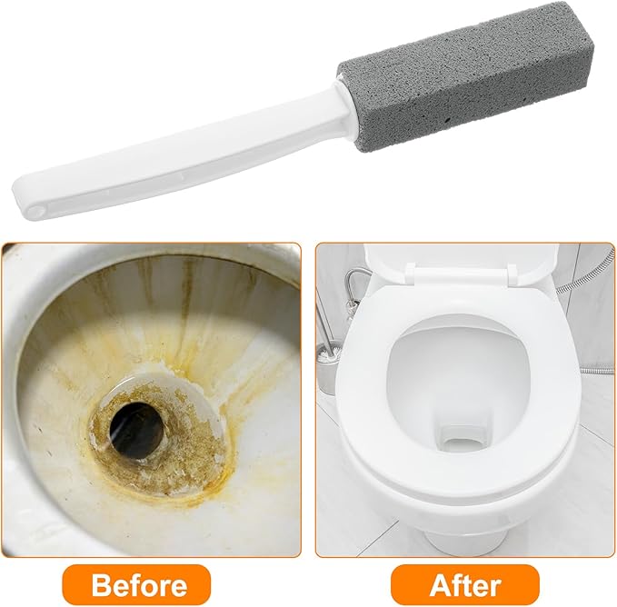 HARFINGTON 2pcs Pumice Stone Toilet Bowl Cleaner with Long Handle for Hard Water Marks Cleaning on Toilets Grills Tiles Grout Sinks Bathtubs Pools WhiteGray