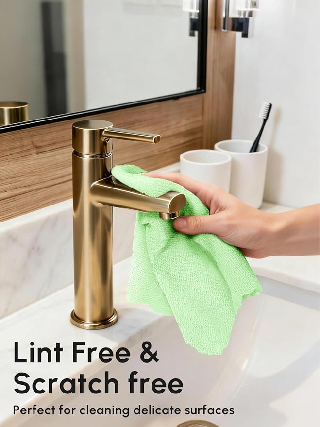 Microfiber Cleaning Cloths Roll 75 Pack Tear Away Microfiber Towels Roll 12 x 12 Lint Free Rags Reusable Cleaning Cloths Washable Scratch FreeUltra Absorbent Dish Rags(Green)