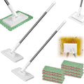 2026 New Disposable Dust Mop with 4 Reusable ClothsFlat Mop with Disposable PadsLocking Head for Multi-Surface Floor Cleaning (2PCS)