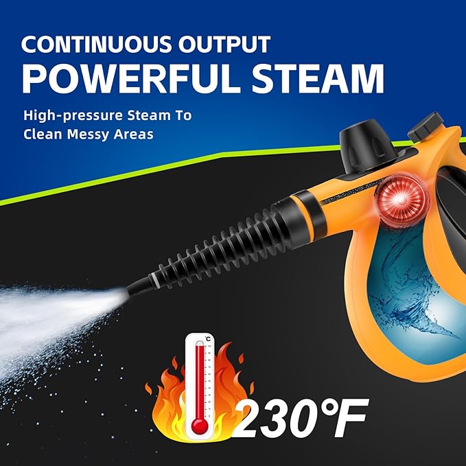 Handheld Pressurized Multi-Surface Steam Cleaner Ease of Cleaning 100% Chemical-Free Steam Cleaner for Home with 11pcs Accessories Portable Steamer for Deep Cleaning Tile Grout Window CouchCar