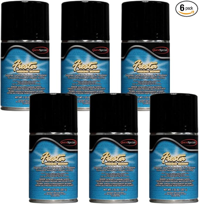 Quest 3162 FIESTA WEEKEND GETAWAY Metered Air Freshener (6 Pack). Works in all metered dispensers