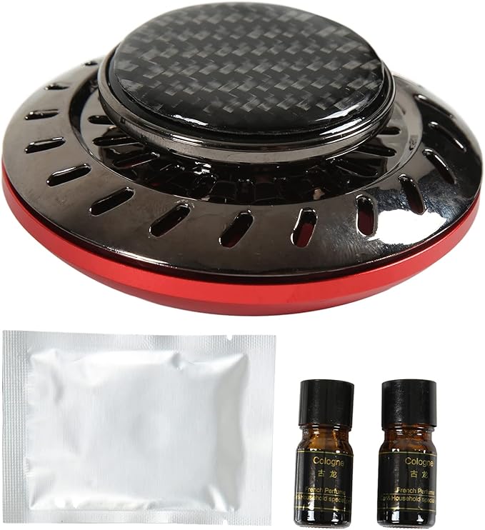 Car Air Freshener Flying Disc Design Long Lasting Aromatherapy with Plant Extracts Adjustable Fragrance Intensity Odor Removal for Car Interior Purifies Air Includes 2 (Red)