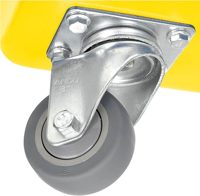 Global Industrial 6 Bushel Plastic Bulk Box Truck Direct Mount Base 500 lbs. Capacity 3 Non-Maring Rubber Casters Yellow 33-2/5L x 23 W x 24-1/2H
