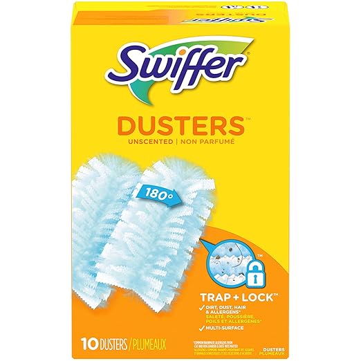 Swiffer Refill Dusters Dust Lock Fiber Light Blue Unscented 10/Box 4 Box/Carton
