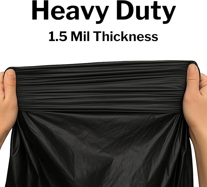 McKesson 55 Gallon Trash Bags - 100 Count 43 x 47 Black Garbage Bags Heavy Duty 1.5 Mil with Star-Sealed Bottom Large Trash Can Liners for Commercial Use Coreless Rolls