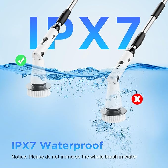 Electric Spin Scrubber Bathroom Cleaner Power Shower Cleaning Brush with Extendable Handle &amp 4 Brush Heads Shower Scrubber for Bathtub Tile Grout Kitchen Window and Floor