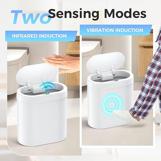 3 Pack 5 Gallon Bathroom Trash Can with Lid Automatic Motion Sensor White Trash Can Touchless Slim Waterproof Garbage Bin for Kitchen Bedroom Office and Bathroom