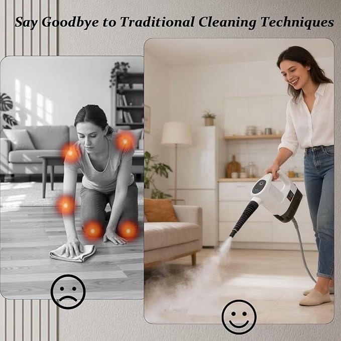 Pressurized Multi-Purpose Natural Handheld Steam Cleaner 15s Instant Heat Portable Steamer with 400ml Large Tank Multi-Surface Deep Cleaning for Home Grout Furniture Couch Car Bathroom Floor