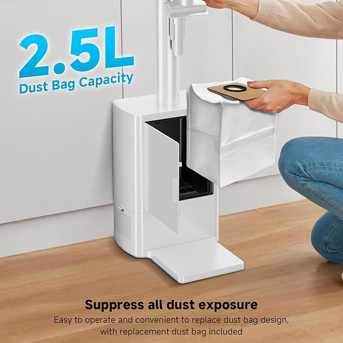 Cordless Stick Vacuum Cleaner with Auto Empty System Self-Charging Base Powerful Suction for Pet Hair on Carpet &amp Hardfloor Lightweight Anti-Tangled Handheld Vacuum HEPA Filtration Blue