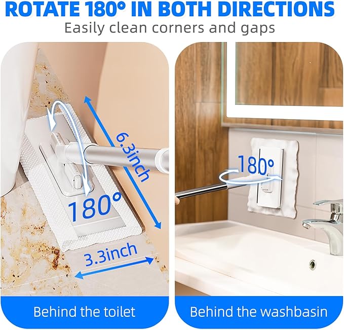 2026 New Mini Disposable Dust Mop with 20 Dry Wet Disposable Pads No-Touch Dirty Cleaning Dust Mop  Multi Surface Floor Mopping and Sweeping for House Wall Bathroom Corners