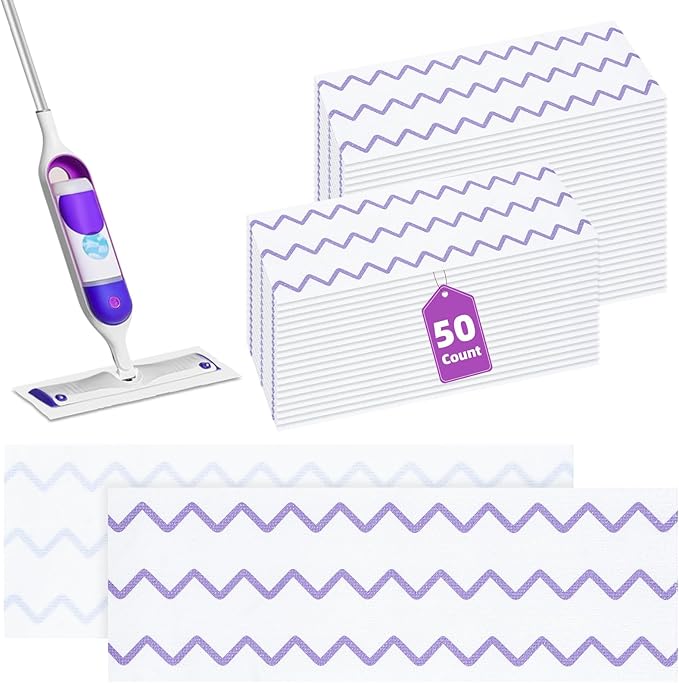 50 Count Microfiber Mop Pads Compatible with Swiffer Powermop Disposable or Reusable Replacement Pads for Wet &amp Dry Use PowerMop Refills for Multi-Surface Floor Cleaning