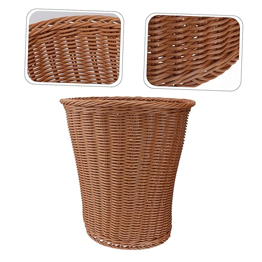 Mobestech Woven Rattan Trash Basket Household Rubbish Container No Lid Compact Wastebasket for Bathroom Bedroom Office Home Use Random Color Random Color