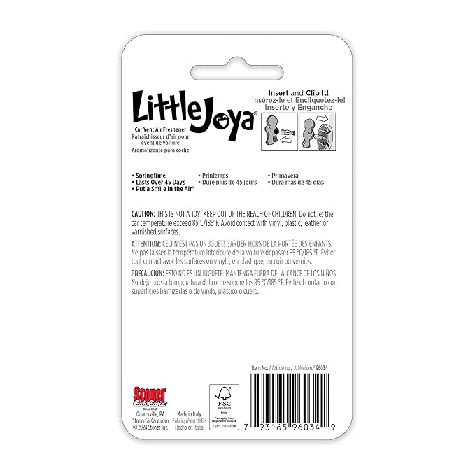 Little Joya 96034-6PK Springtime Car Air Freshener Vent Clip Provides Long-Lasting Freshness in a Compact Design Fights Odors for up to 45 Days Cute Car Odor Eliminator Non-Toxic Pack of 6