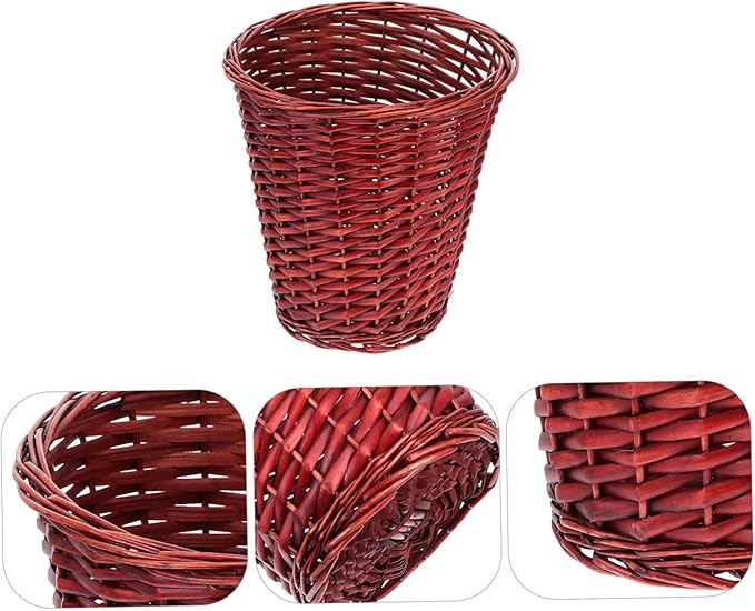 ABOOFAN Willow Rattan Trash Can Waste Basket for Home Small Light Rattan Woven Storage Tidy Organizer