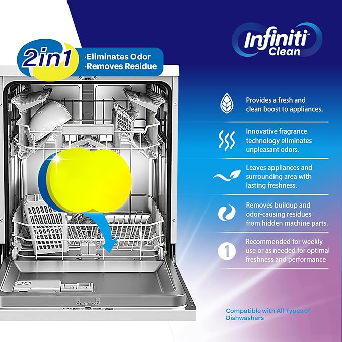 Dishwasher &amp Garbage Disposal Cleaner Tablets Duo 48 Count Septic Safe Deep Clean Kit - Limescale &amp Odor Remover Lemon Scent All Models Compatible - 1 Year Supply