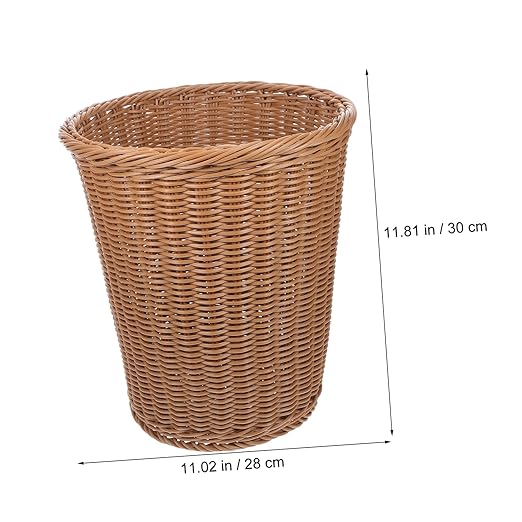 ABOOFAN 1pc Decorative Trash Can Rustproof Iron Imitated Rattan Woven Waste Basket for Office