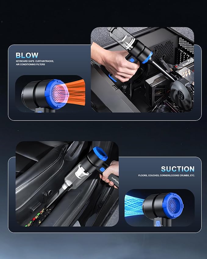 Handheld Car Vacuum Cleaner 4-in-1 Portable Mini Vacuum with 4 Suction Modes 21000Pa Cordless Vacuum Cleaner Rechargeable with LED Light Type-C Charge for Car Home Office Pet Hair Keyboard