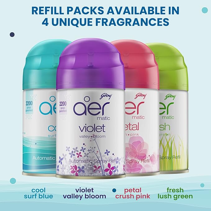Godrej aer Matic Automatic Air Freshener Refill Cool Surf Blue 225 ml Aer-11 225 ml (Pack Of 1)