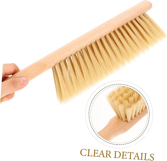 DOITOOL 1 Set Broom Bucket Pet Hair Removal Broom Sofa Duster Hand Broom with Wooden Handle Bed Sheet Brush