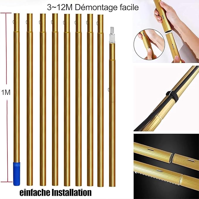 Window Cleaning Telescopic Pole Telescopic Window Cleaning Brush Window Washing Kit with Extension Pole Extendable Solar Panel Cleaning Brush Water Fed Pole (Size : 18FT/5.4m)