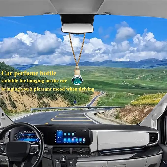 100pcs 8ml Hanging Car Air Freshener Diffuser Car Diffuser BottlesEmpty Refillable Clear Glass Essential Oil Fragrance Perfume Pendant Glass Vials with Wooden Caps Car Diffuser Air Freshener
