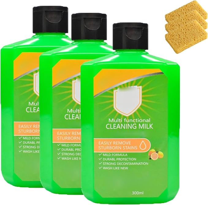 Multi-Purpose Cleaning Milk Powerful Cleaning Milk House Cleaner Powerful Multifunctional Concentrated Cleansing Lotion for Household Kitchen and Bathroom 300ml (3pcs)