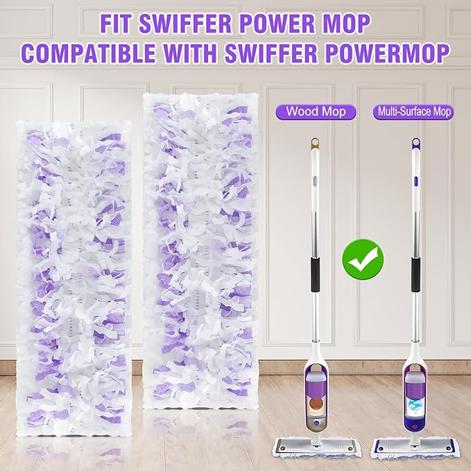 60 Pack Power Mop Refill Pads for Swiffer Power Mop Disposable Spray Wet Pads Refill for Swiffer PowerMop Multi-Surface Mopping Pad RefillsMop Head Replacement for Floor Cleaning