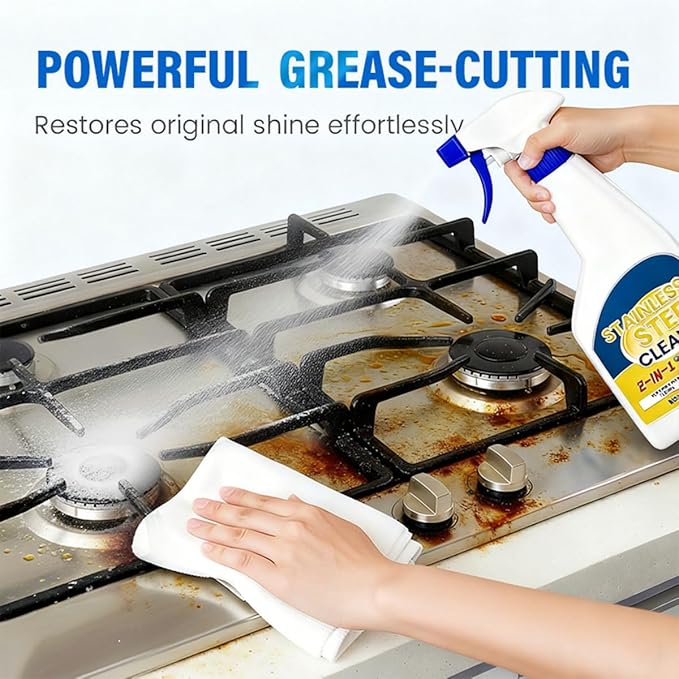 Professional Cleaner for Stainless Steelfor Home and Kitchen UseStainless Steel Cleaner Polish Spray Removes Fingerprints Water Marks and Grease (2PCS)