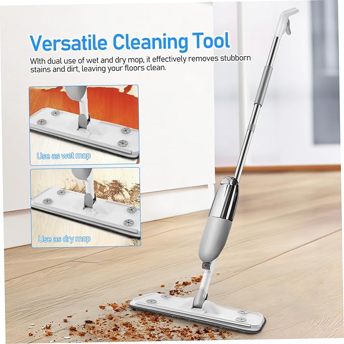 Mop with Refillable Wet Pads Rotatable Microfiber Flat Mop for Efficient Floor Cleaning for Hardwood Tile and Marble Surfaces Easy to Use with Water Tank
