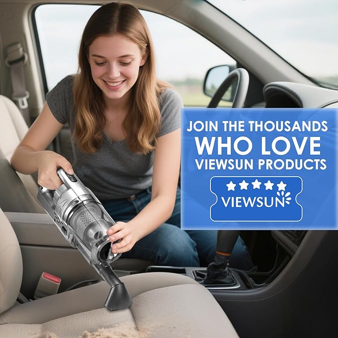 Viewsun Car Cleaning Kit 17PCS Car Interior Detailing Kit with Gray High Power Handheld Vacuum Detailing Brush Set Windshield Cleaner Cleaning Gel Complete Auto Accessories for Men Women