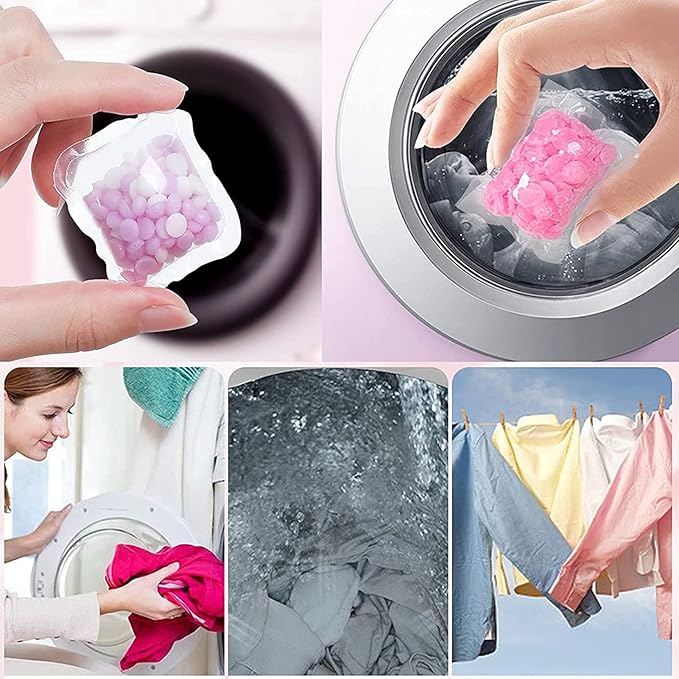60Pcs Scent Booster Crystals Independent Package Fragrance Beads Bags in-Wash Scent Booster Beads Laundry Freshener Beads (Ocean)