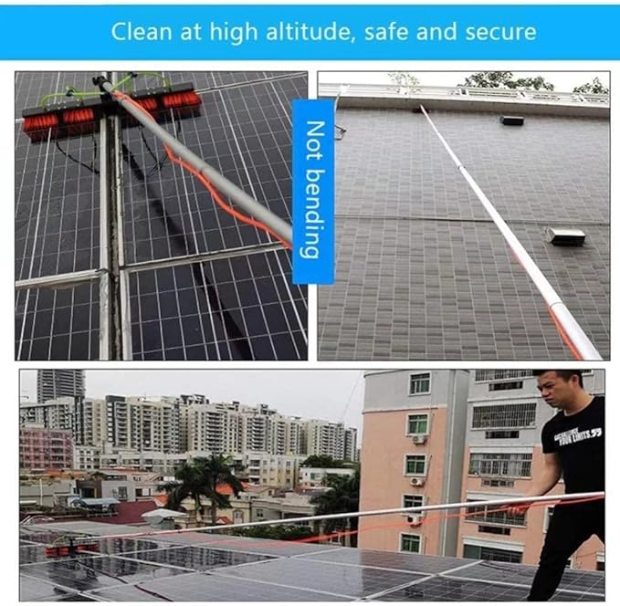 Telescopic Water Fed Window Cleaning Pole with Extendable Solar Panel Brush 7m Rod and 30cm Brush Head Outdoor Washing Equipment Tool for Efficient Cleaning