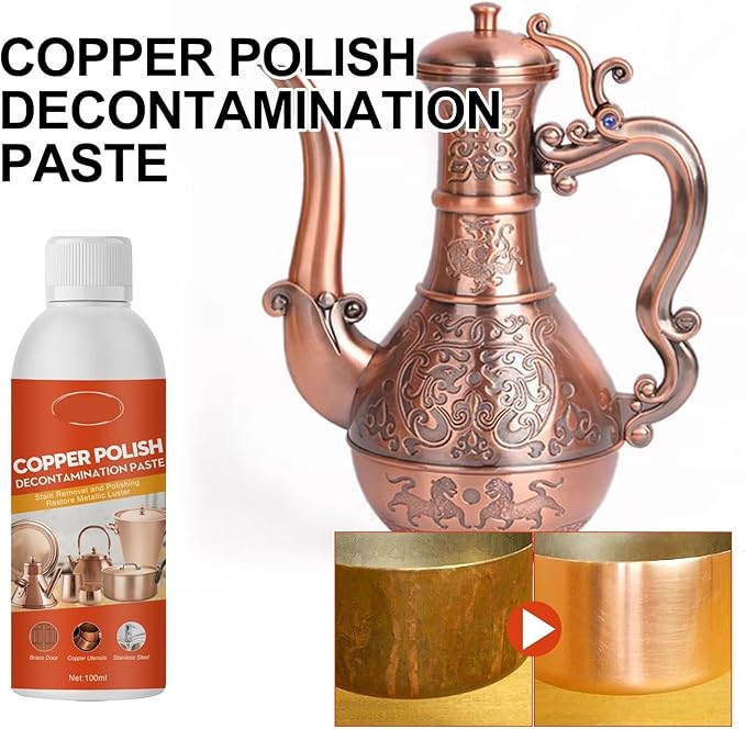 Copper Cleaner And Polisher - Remove Oxidation Rust And Stains Restore Shine For Brass Red Copper And All Copperware(2PCS)
