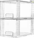 Vtopmart 2 Pack Large Stackable Storage DrawersClear Acrylic Drawer Organizers with Handles Easily Assemble for BathroomKitchen UndersinkCabinetClosetMakeupPantry organization and Storage