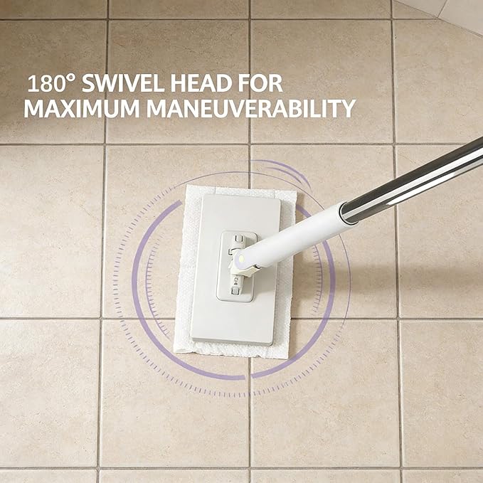 Lock Grip Compact Mop Zero Touch Lazy Mop with Clip-On Lock &amp 3-Second Cloth Change for Wet and Dry Cleaning on Floors Tiles Walls Windows Corners Baseboards Ceiling Edges &amp Tight Space