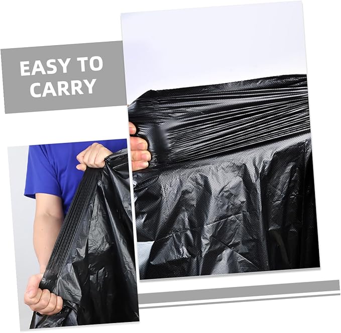 VILLCASE 50Pcs Large Heavy Duty Trash Bags 80X100Cm Black Commercial Kitchen Gardening Garbage Bags for 100L Bins Outdoor Waste Disposal