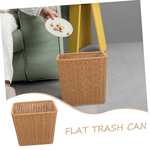 VALICLUD Woven Trash Can Multi Function Storage Basket Rustic Wastebasket for Bedroom Office Dormitory with Natural Design Indoor Garbage Container for Home and Study