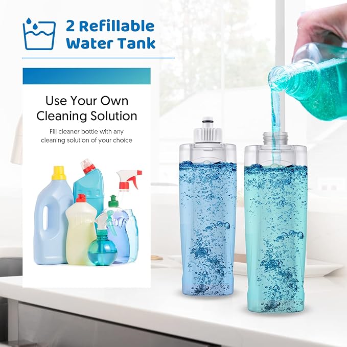 Spray Wet Mops for Hardwood Floor Cleaning: MEXERRIS Floor Mop with 5 Washable Pads for Swiffer Powermop &amp 2 Refillable Bottles - Home Commercial Dust Dry Mops for Wood Laminate Vinyl Tiles Cerami