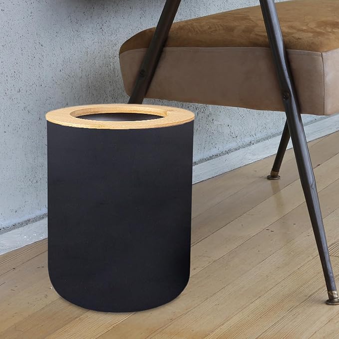 Compact Wastebasket for Bathroom and Bedroom Use Black