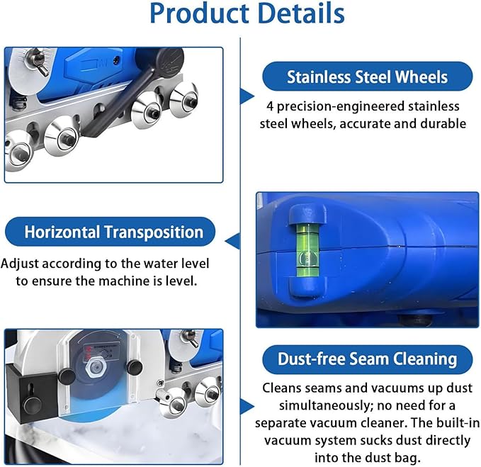 1200W Electric Grout Removal Machine Electric Tool to Remove Old Grout and Cement Electrics Tile Seam Cleaning Machine for Effective Tile Gap Cleaning(Machine+1.7mm Seam Cleaning Sheet)